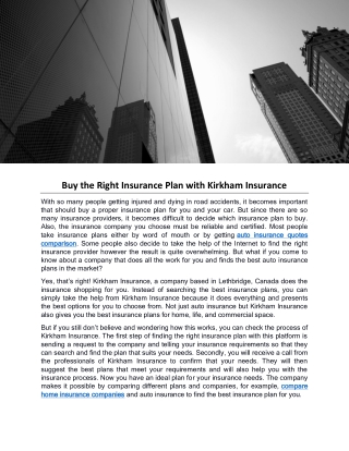 Buy the Right Insurance Plan with Kirkham Insurance