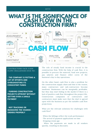 ACCU: What Is The Significance Of Cash Flow In The Construction Firm?