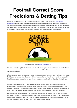 Football Correct Score Predictions_Betting Tips