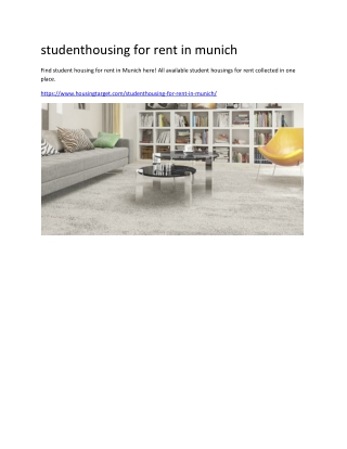 studenthousing for rent in munich