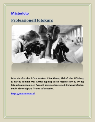 Professionell fotokurs