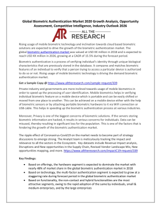 Biometric Authentication Software Market 2020 Growth Analysis