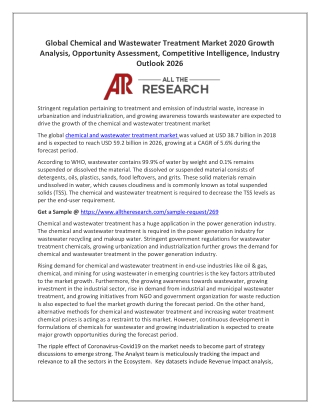 Chemical and Wastewater Treatment Market 2020 Growth Analysis