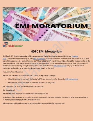 HDFC EMI Moratorium