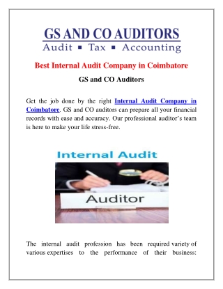 Internal Audit Company in Coimbatore