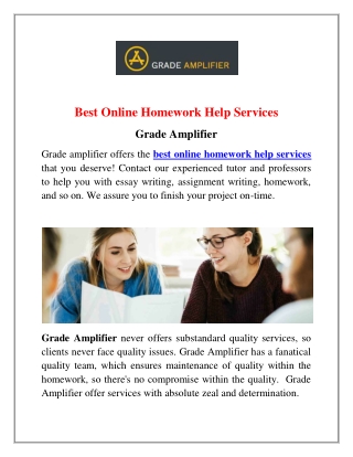 Online Homework Help Services at Best Deals  - Grade Amplifier