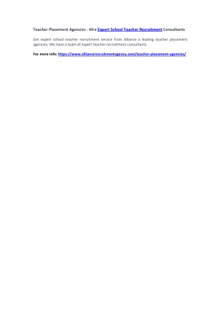 Teacher Placement Agencies - Hire Expert School Teacher Recruitment Consultants