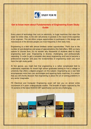 Get to know more about Fundamentals of Engineering Exam Study Guide