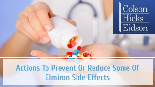 Actions To Prevent Or Reduce Some Of Elmiron Side Effects