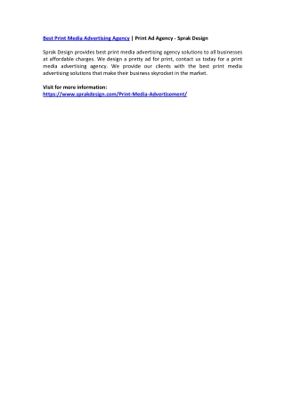 Best Print Media Advertising Agency | Print Ad Agency - Sprak Design