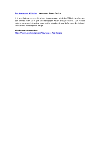 Top Newspaper Ad Design | Newspaper Advert Design