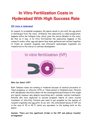 In Vitro Fertilization Costs in Hyderabad With High Success Rate 2020