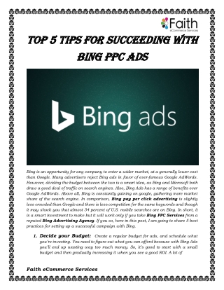 Top 5 Tips for Succeeding with Bing PPC Ads