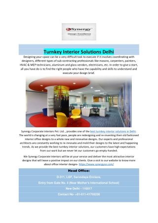 Turnkey Interior Solutions Delhi