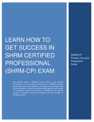 Learn How to Get Success in SHRM Certified Professional (SHRM-CP) Exam
