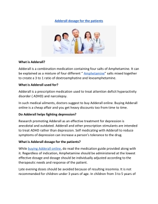 Adderall dosage for the patients