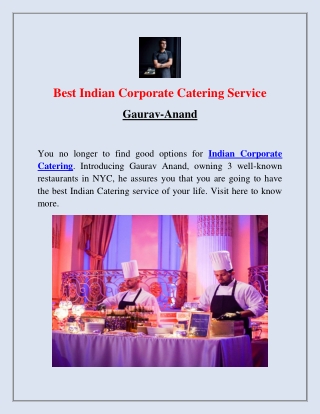 Best Indian Corporate Catering | Gaurav Anand
