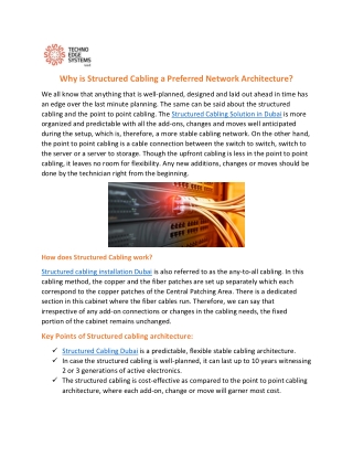 Why is Structured Cabling a Preferred Network Architecture