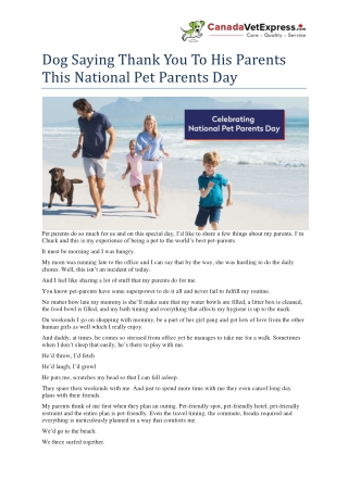 Dog Saying Thank You To His Parents This National Pet Parents Day- CanadaVetExpress