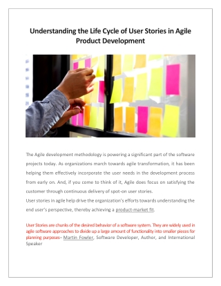 Understanding the Life Cycle of User Stories in Agile Product Development