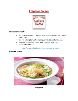 5% Off - Emperor Palace Chinese Restaurant Menu in Frankston VIC