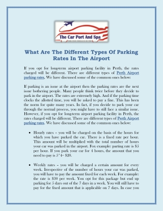 What Are The Different Types Of Parking Rates In The Airport