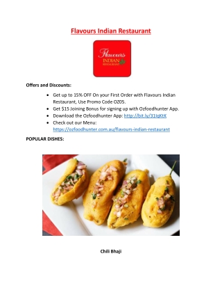 15% Off - Flavours Indian Restaurant - Flavours Bundoora Menu, VIC