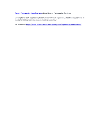 Expert Engineering Headhunters - HeadHunter Engineering Services