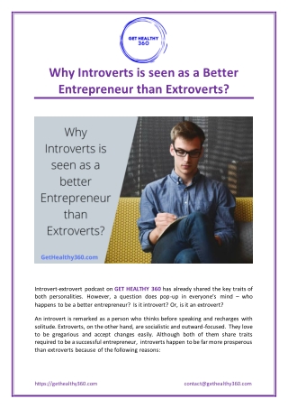 Why Introverts is seen as a Better Entrepreneur than Extroverts?