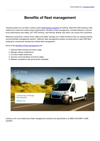 Benefits Of Fleet Management