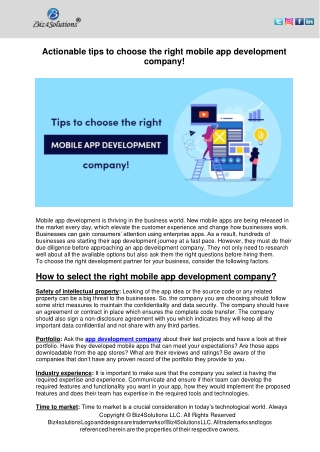 Actionable tips to choose mobile app development company