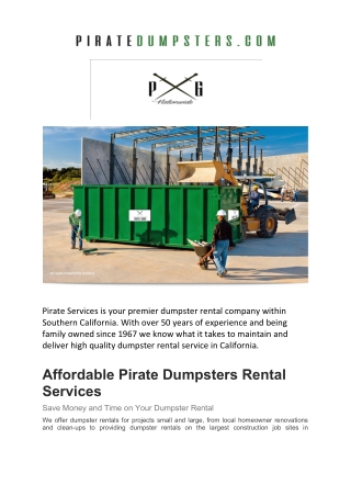 Recycle & Dumpster Service in California, USA