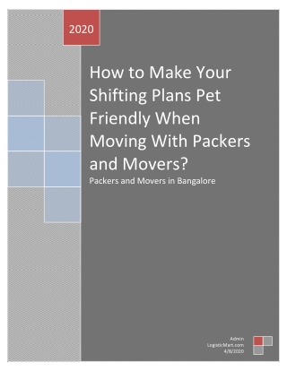 How to Make Your Shifting Plans Pet Friendly When Moving With Packers and Movers?