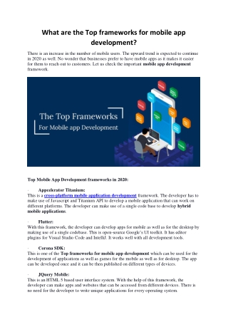 What are the Top frameworks for mobile app development