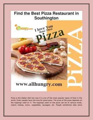 Find the Best Pizza Restaurant in Southington