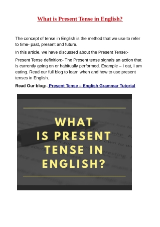 What is Present Tense in English?