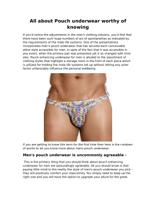 All about Pouch underwear worthy of knowing