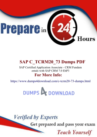 SAP Real C_TCRM20_73 Dumps | C_TCRM20_73 Online Test Engine | Dumps4Download