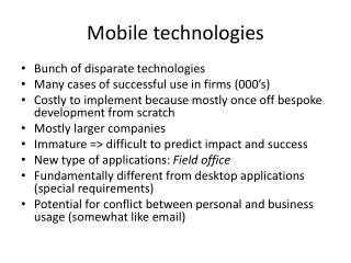 Mobile technologies