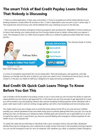 9 Simple Techniques For Bad Credit Guaranteed Approval Payday Loans