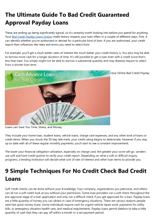 The 9-Minute Rule for Bad Credit Guaranteed Approval Payday Loans