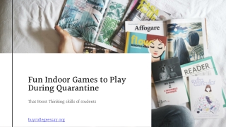 Fun Indoor Games to Play During quarantine that Boost Thinking skills of students