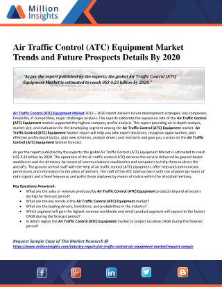 Air Traffic Control (ATC) Equipment Market Trends and Future Prospects Details By 2020