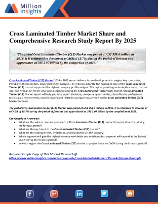 Cross Laminated Timber Market Share and Comprehensive Research Study Report By 2025