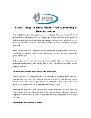 A Few Things To Think About If You’re Planning A New Bathroom