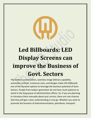 LED Billboards: LED Display Screens Can Improve the Business of Govt. Sectors