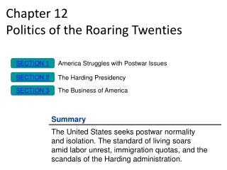 Chapter 12 Politics of the Roaring Twenties