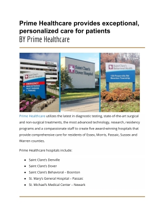 Prime Healthcare provides exceptional, personalized care for patients