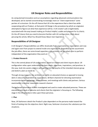 UX Designer Roles & Responsibilities