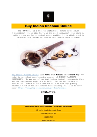 Buy Indian Shehnai Online